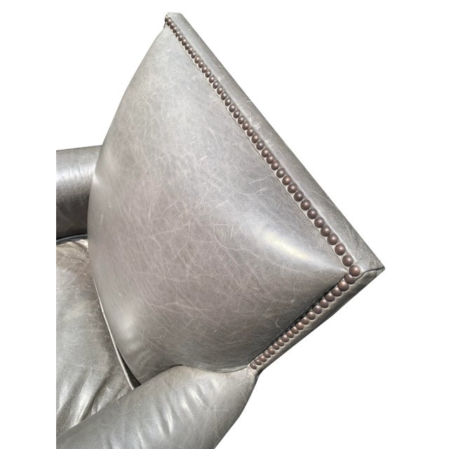 Restoration Hardware Pair of Distressed Leather Chairs in Gray With