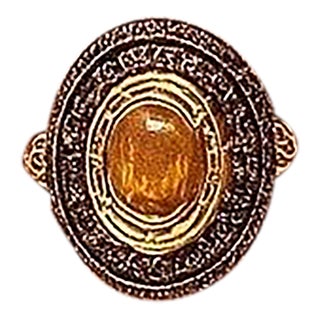 Bochic "Orient" Vintage Fancy Yellow Sapphire Ring Set In 18K Gold & Silver For Sale
