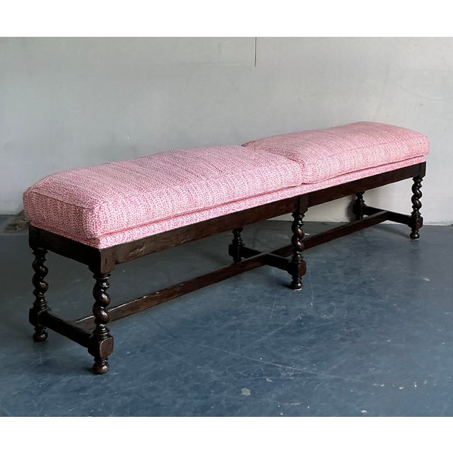 Wood Vintage Boho Turned Wood Bench For Sale - Image 7 of 7