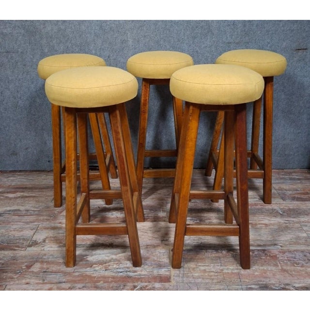 Wood Wooden Stools, Set of 5 For Sale - Image 7 of 7