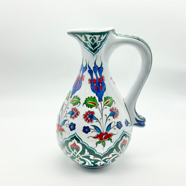 Handmade Ceramic Urn Vase (25cm) Vibrant Multi-Color Iznik Floral Garden Pattern – Traditional Turkish Decor For Sale - Image 4 of 7