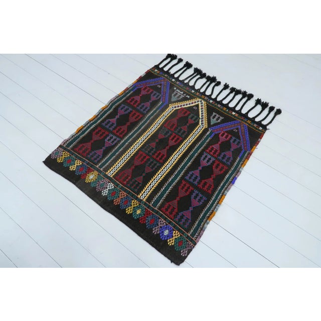 Tribal Vintage Turkish Kilim Rug- 3′5″ × 3′8″ For Sale - Image 3 of 13
