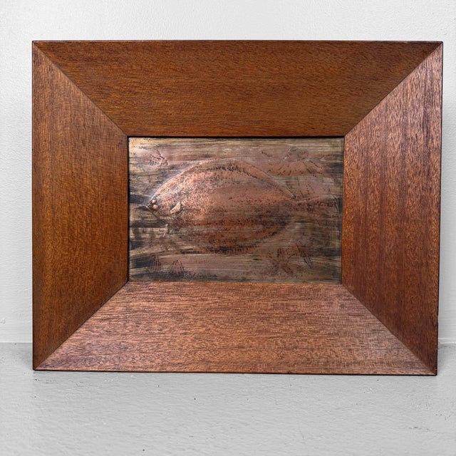 Wood Japanese Copper Relief with Sea Life Motif, 1950s For Sale - Image 7 of 14