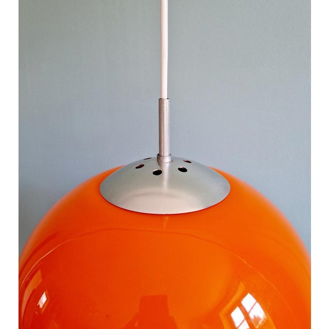 1970s Large Space Age Pendant Light in Orange Opaline, 1970s For Sale - Image 5 of 12