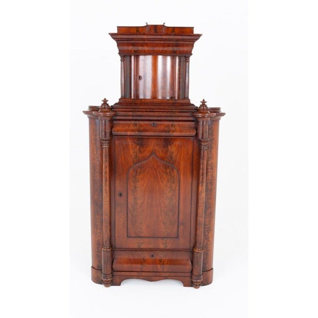 Biedermeier Corner Cabinet in Flame Mahogany, 1860 For Sale - Image 5 of 9