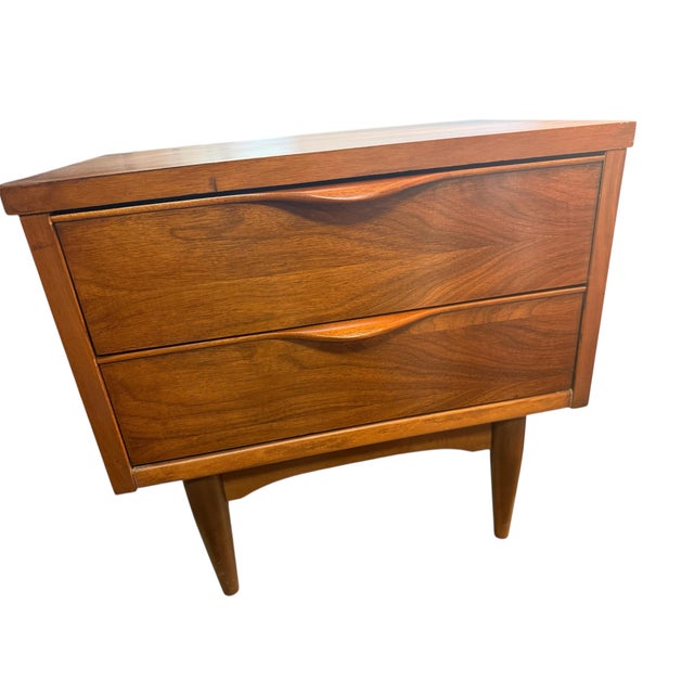 1960s Nightstand Two Drawer Walnut Harmony House For Sale - Image 6 of 8