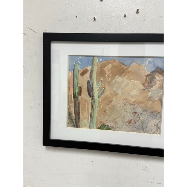 Impressionist Landscape Watercolor of Desert Scene, Framed For Sale - Image 3 of 12