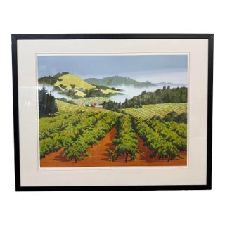 Ray Jacobson Wine Country Giclee Watercolor, Certificate For Sale