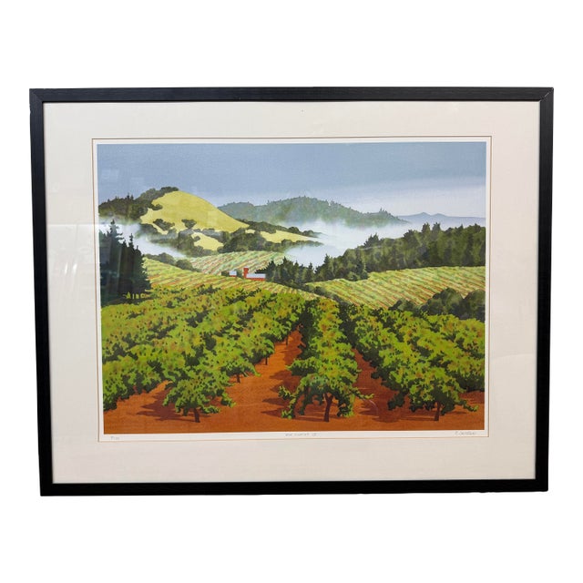 Ray Jacobson Wine Country Giclee Watercolor, Certificate For Sale