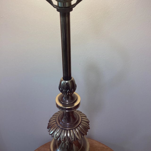 Brass Vintage Mid 20th Century Stiffel Company Original Solid Brass Bulbous Table Lamp For Sale - Image 8 of 13