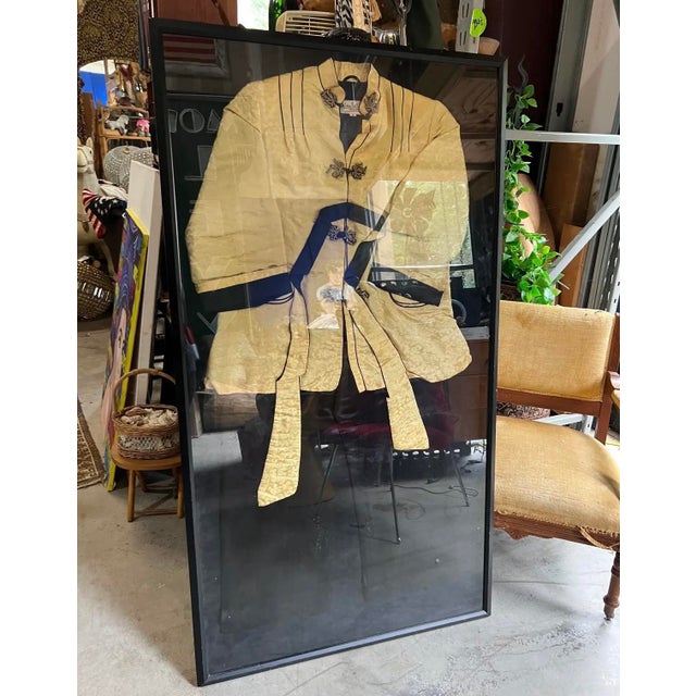 1970s Vintage Framed Asian Kimono Art Piece For Sale - Image 5 of 9