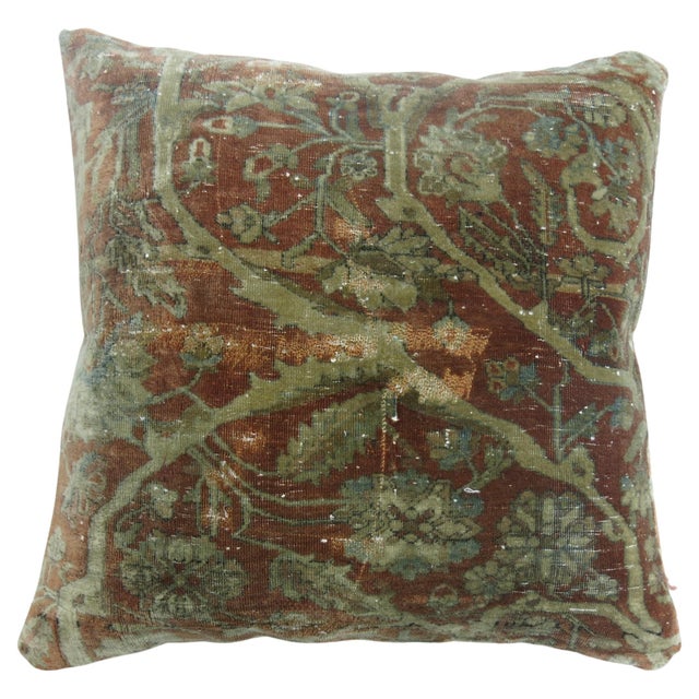 Pillow made from a Mohtasham Kashan rug. Measures: 20'' x 20''.