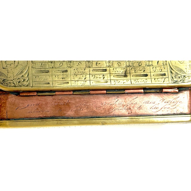 Baroque 18th Century Dutch Pieter Holm Zee-Meeter Brass & Copper Navigator's Tobacco Box For Sale - Image 3 of 14
