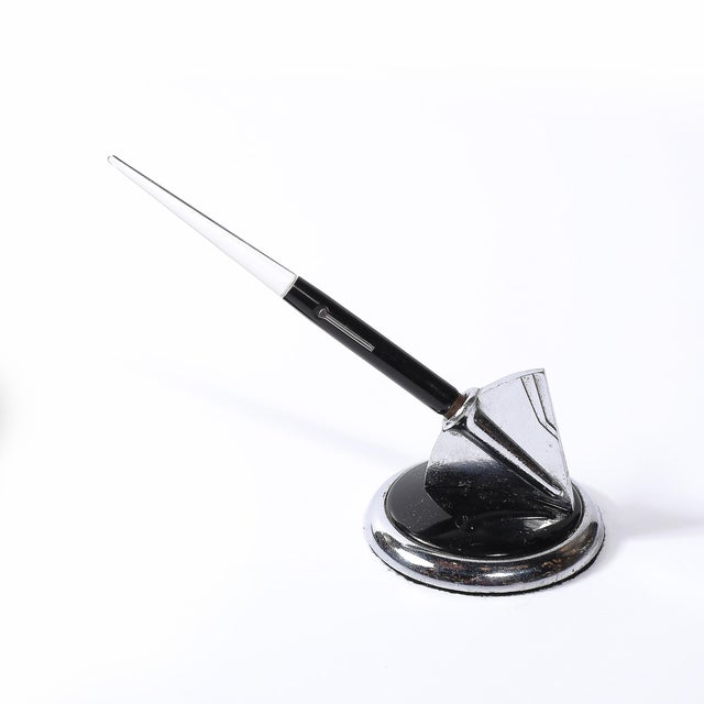 Art Deco Chrome, Lucite & Black Bakelite Fountain Pen Signed Esterbrook For Sale In New York - Image 6 of 13