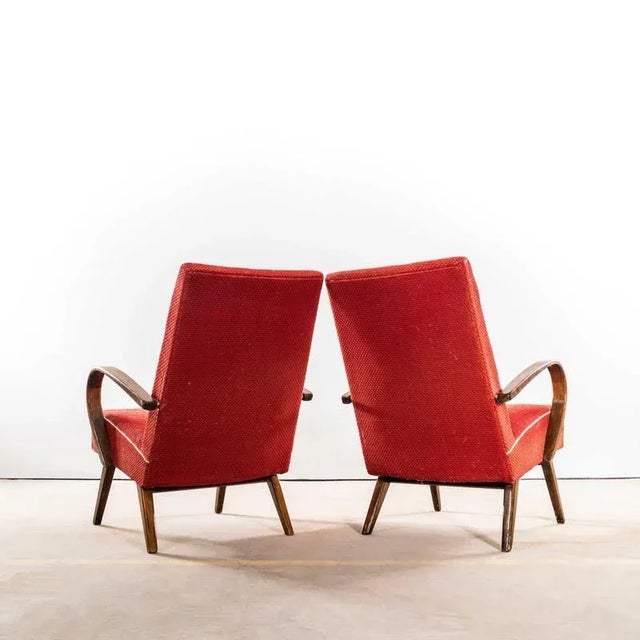 Chevron Slub Jacquard Sprung Seat Armchair by Jaroslav Šmídek, 1950s For Sale - Image 6 of 12