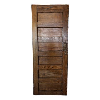 Antique Solid Oak Five Panel Interior Door Architectural Salvage For Sale
