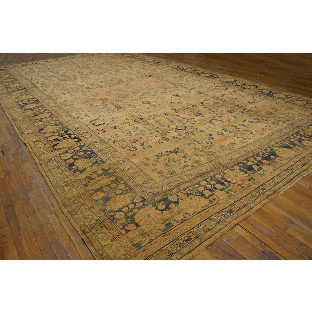 Traditional 1920s Antique Sarouk Mohajeran Large Oversized Big Rug Wool Coral For Sale - Image 3 of 15