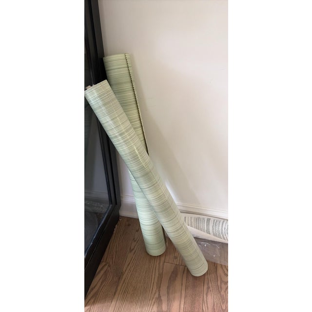 Traditional Clarence House Green Striped Wallpaper Brand New For Sale - Image 3 of 4