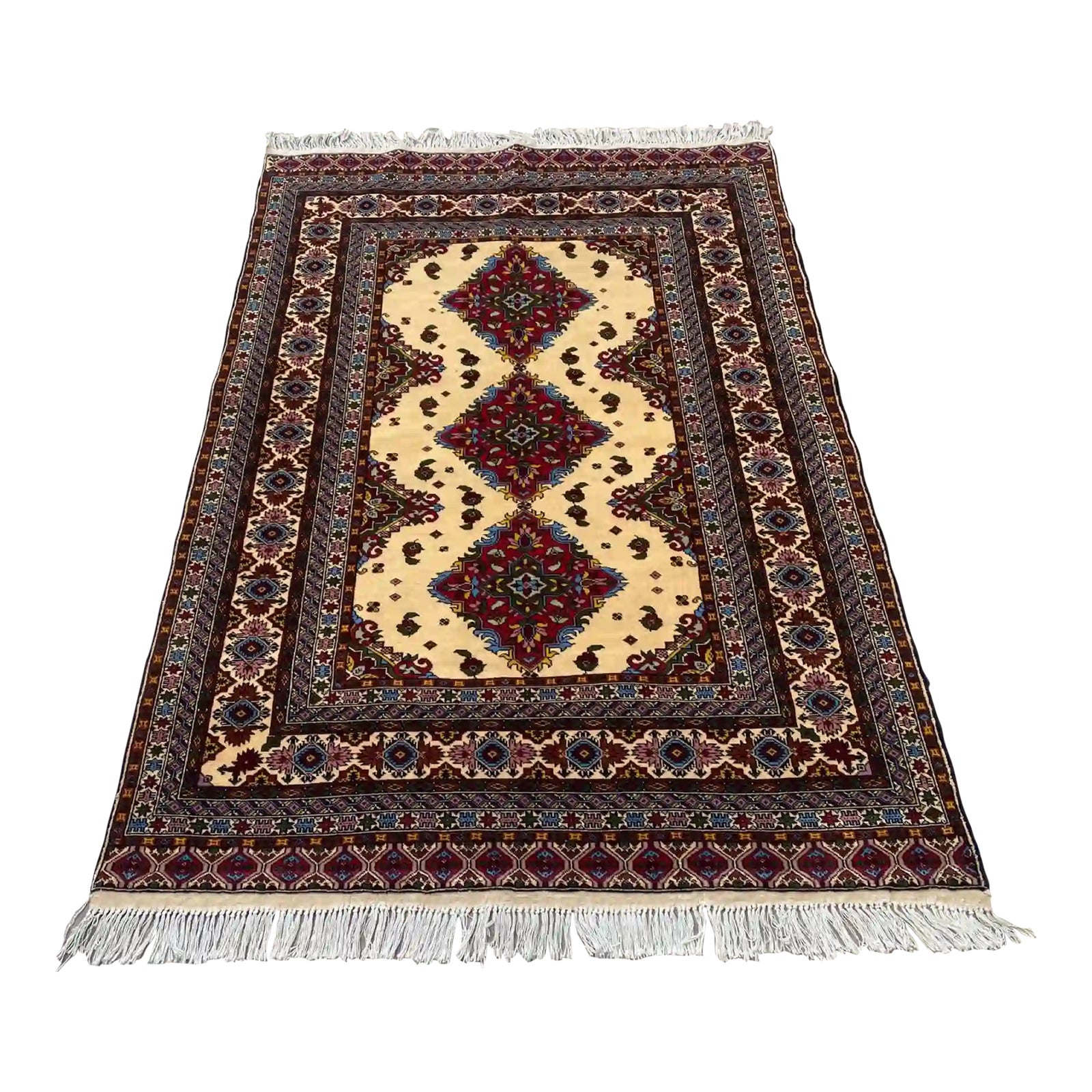 4.1' X 5.7' Handmade Afghan Rug - Medallion Pattern, Wool Area Rug ...