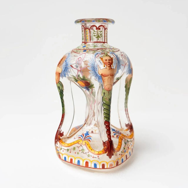 Antique Late 19th Century Enamelled Glass Decanter and Glasses by J & L Lobmeyr, Vienna- 5 Pieces For Sale - Image 6 of 12
