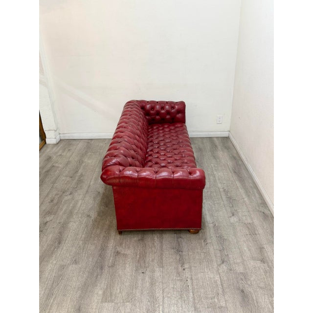 1970s Red Chesterfield Leather Sofa For Sale - Image 5 of 11