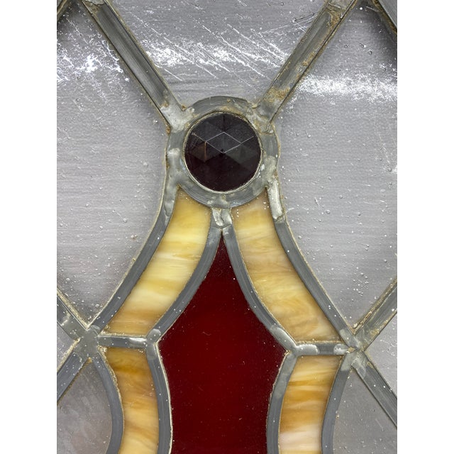 Glass Late Victorian Slag and Faceted Jeweled Glass Rondel For Sale - Image 7 of 14