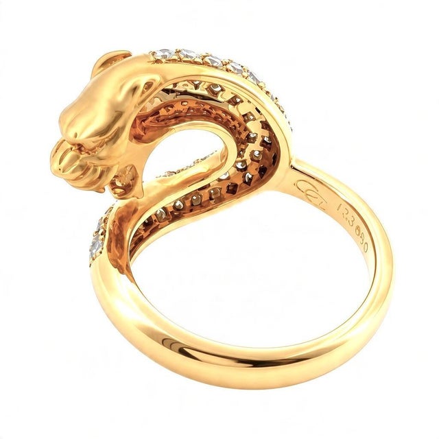 White Carrera Y Carrera 18k Gold Pave Diamond Panther Ring For Sale - Image 8 of 10