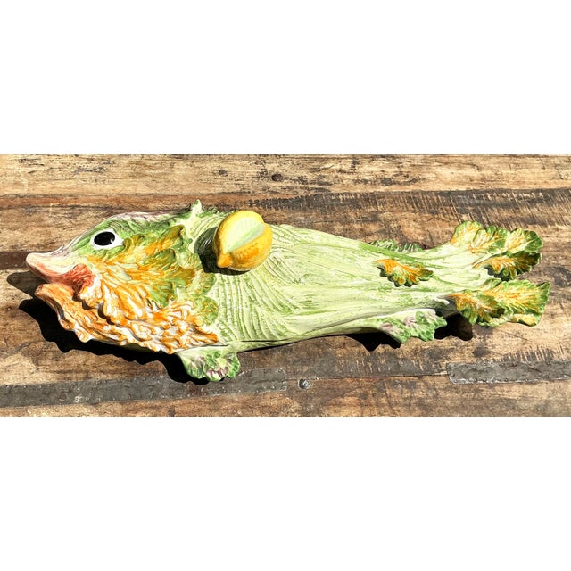 Vintage Italian Glazed Ceramic Fish Tureen For Sale - Image 9 of 12
