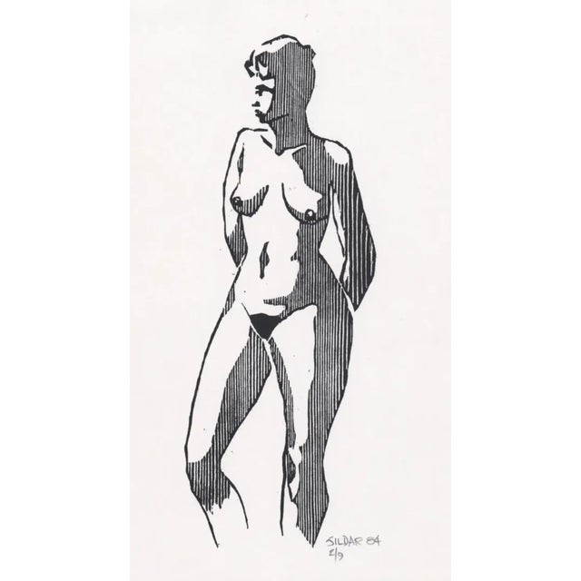 Figurative 1984 William Sildar Female Nude Woodcut For Sale - Image 3 of 3
