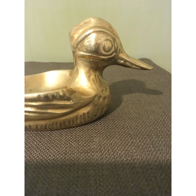 Mid 20th Century Mid-Century Modern Solid Brass Wood Duck Ashtray For Sale - Image 5 of 7