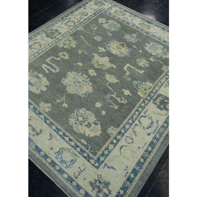 Turkish Turkish Oushak Square Rug 5'3" x 5'10" #17042 For Sale - Image 3 of 8