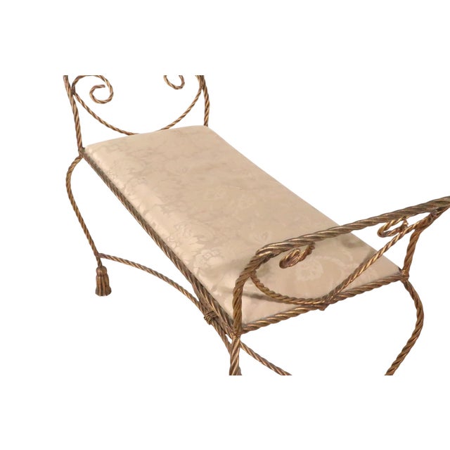 Gold Finish Metal Tassel Bench Made in Italy C 1950/60's For Sale - Image 14 of 17
