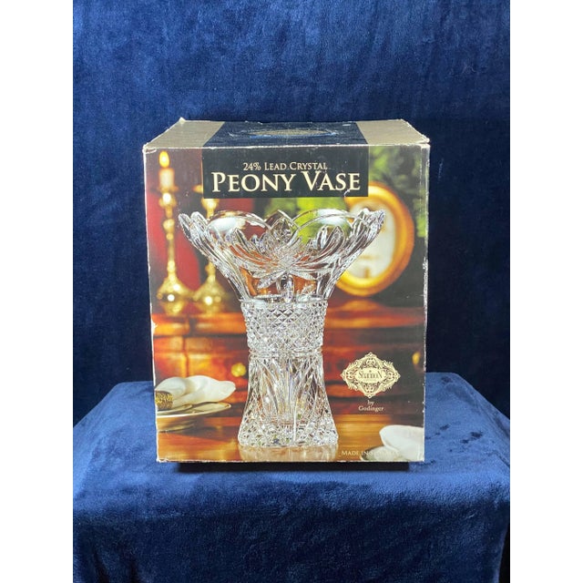 2000 - 2009 Early 21st Century Godinger Shannon Crystal Peony Vase For Sale - Image 5 of 6