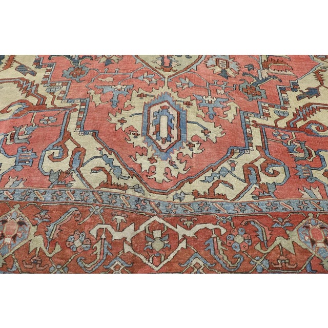 Antique Persian Serapi Rug - 08'08 x 12'03 For Sale - Image 4 of 9