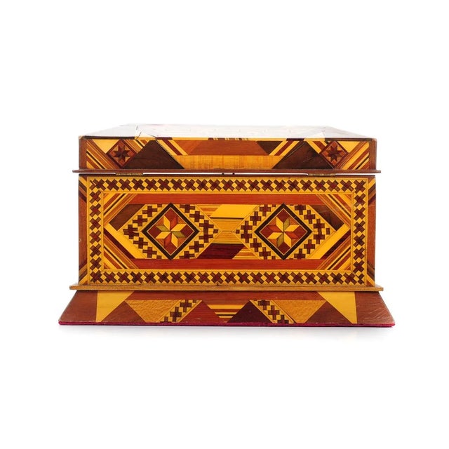 Vintage Geometrical Design Wooden Jewelry Box For Sale - Image 5 of 9