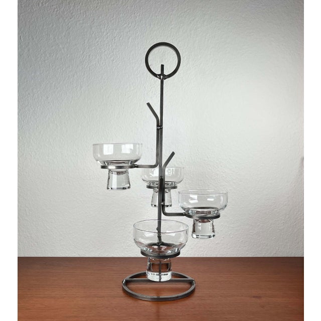 Vintage Danish Candleholder in Wrought Iron and Glass, 1970s For Sale - Image 11 of 12