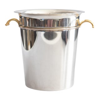 Vintage Art Deco Style French Silver Plate & Brass Champagne Bucket For Sale