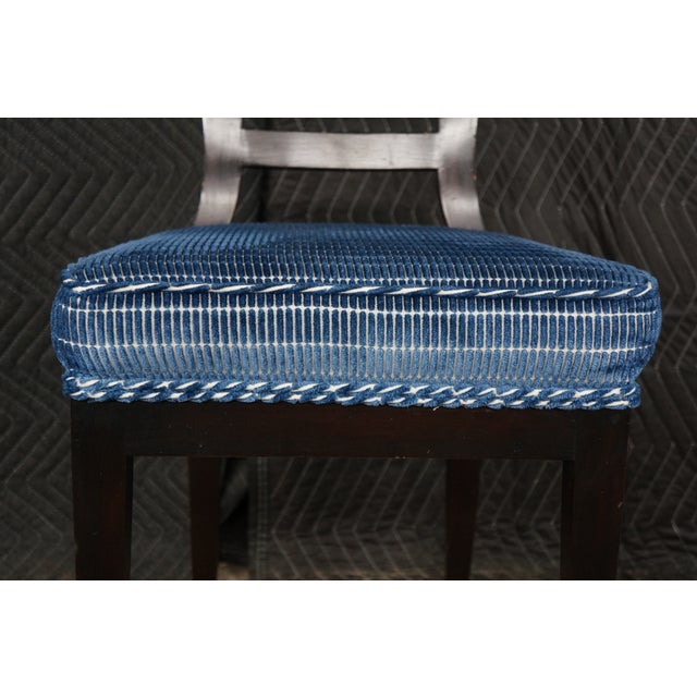 Baker Furniture Biedermeier Directoire Style Mahogany & Blue Velvet Side Chair For Sale - Image 11 of 18