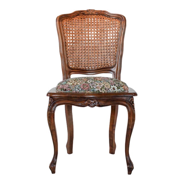 Vintage Italian Double Caned Side Chair For Sale