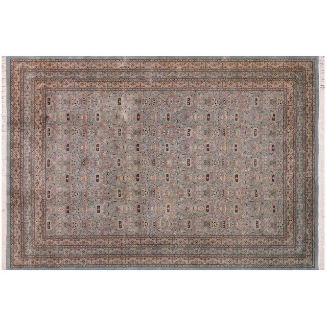 Shabby Chic 1990's Floral Pak-Persian Green/Green Wool Rug - 10'2'' X 14'2'' For Sale In New York - Image 6 of 7