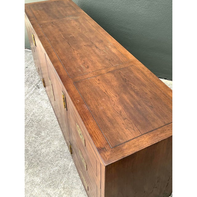 Late 20th Century Vintage Henredon Campaign Credenza For Sale - Image 5 of 12