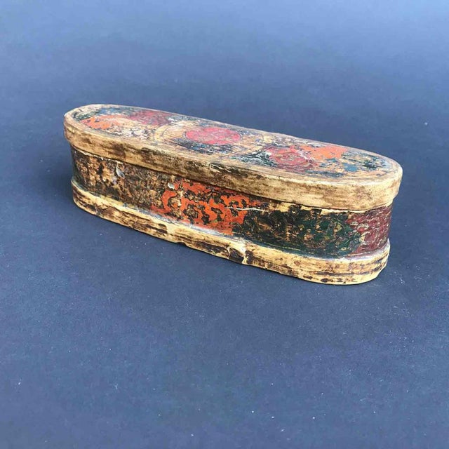 Oval Box with Red and Silver Decorations For Sale - Image 3 of 8