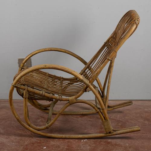 Bamboo and Rattan Rocking Chair, 1960s For Sale - Image 4 of 9