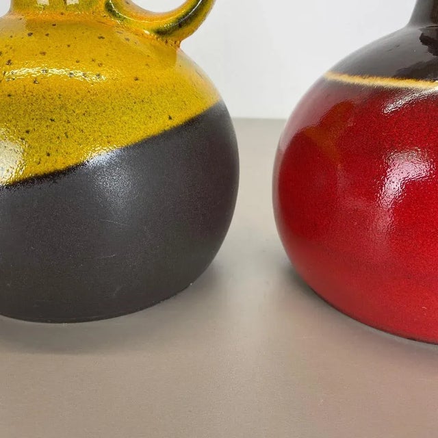 Red German Pottery Vases in Red and Yellow from Steuler Ceramics, 1970s, Set of 2 For Sale - Image 8 of 18