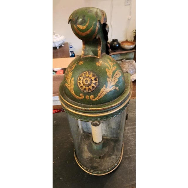 Antique French Tole Helmet Form Sconce Lantern For Sale - Image 9 of 11
