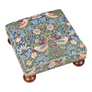 00 Strawberry Thief Tapestry Footstool For Sale