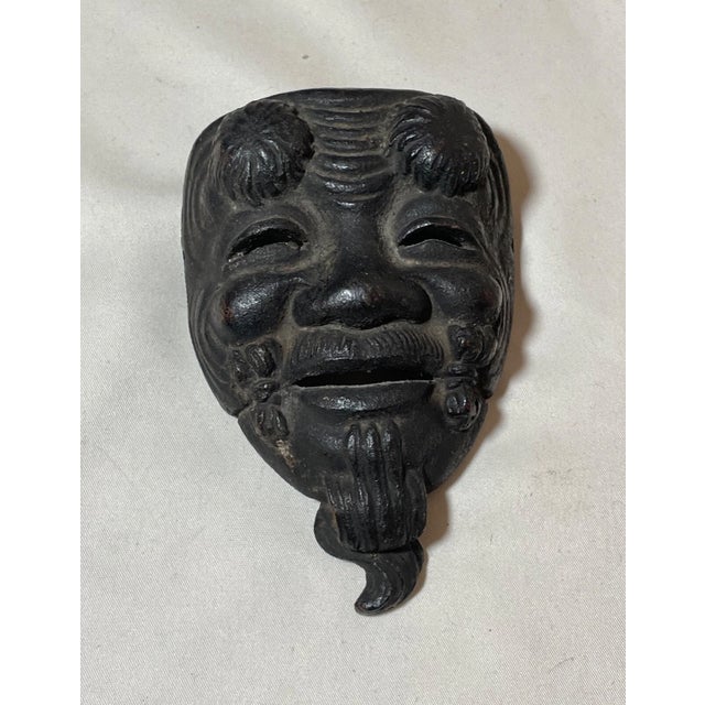 Antique 19th Century Solid Bronze Japanese Meiji Signed Noh Mask Wall Sculpture For Sale In New York - Image 6 of 9