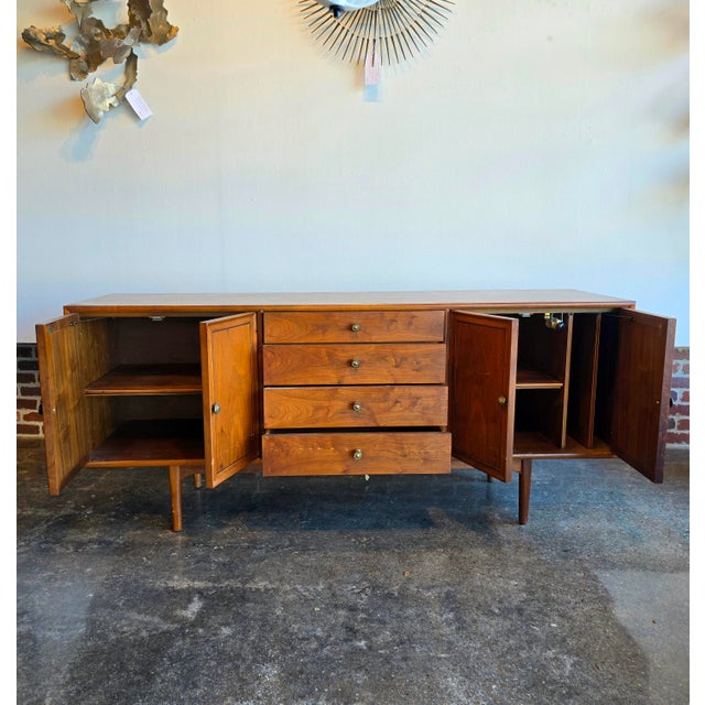 Drexel Declaration Walnut Sideboard Media Cabinet MCM Vintage For Sale - Image 6 of 12
