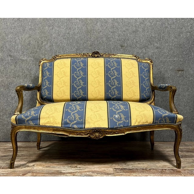 Wood Louis Xv Style Bench in Gilded Wood, 20th Century For Sale - Image 7 of 7