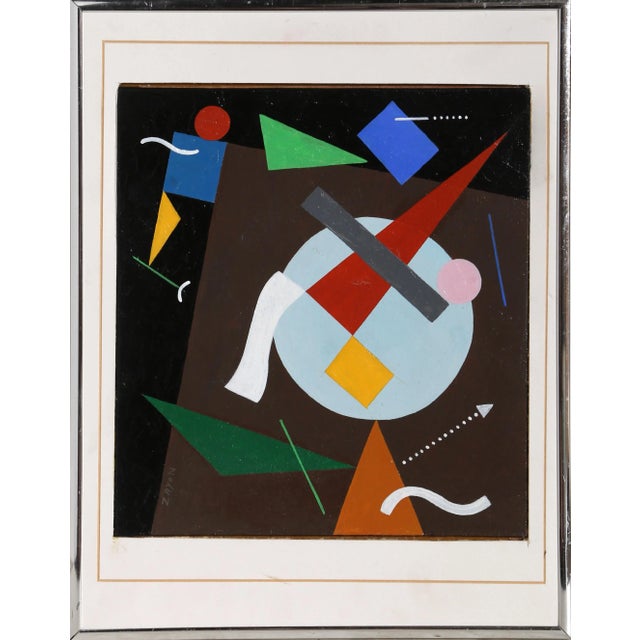 Seymour Zayon Geometric Figures (After Kandinsky), Oil Painting by Seymour Zayon circa 1960 For Sale - Image 4 of 5